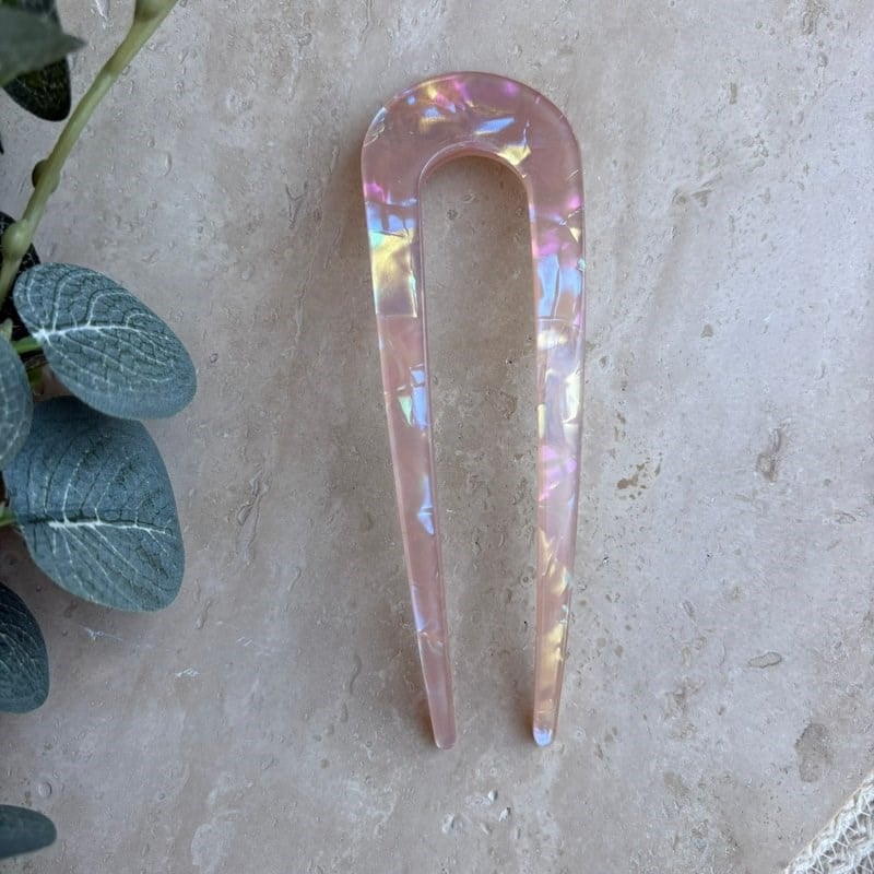 Sedefli Büyük Saç Pini (Pembe)