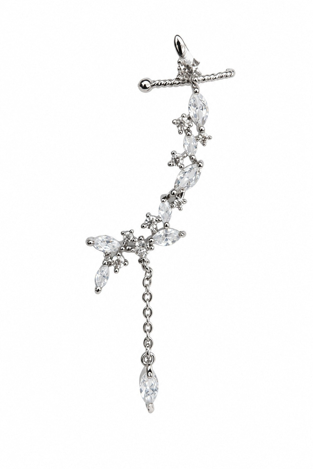 Şık Silver Uzun Earcuff
