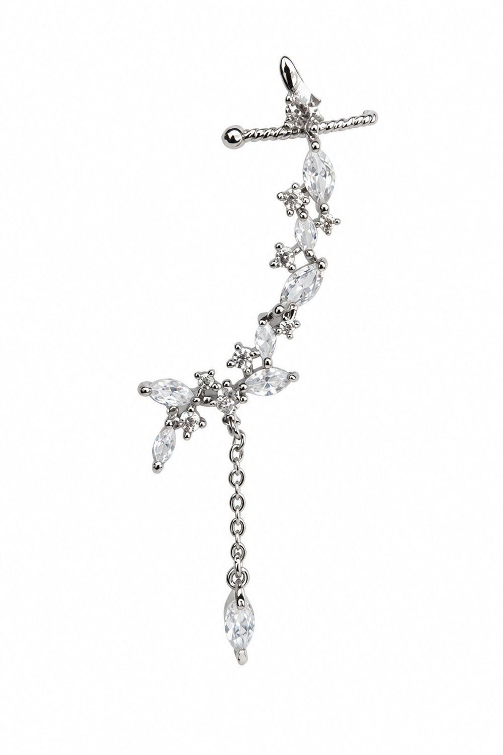 Şık Silver Uzun Earcuff