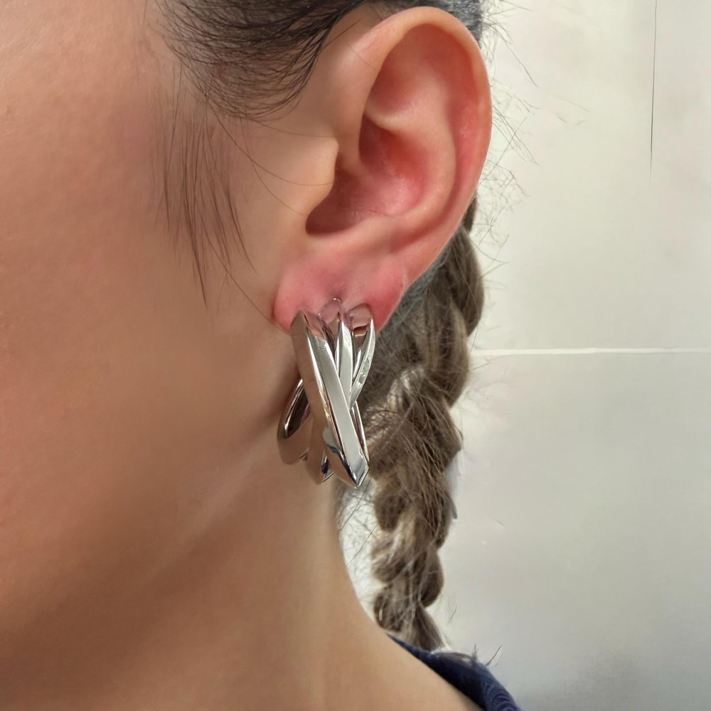 Silver Üç Çapraz Küpe 