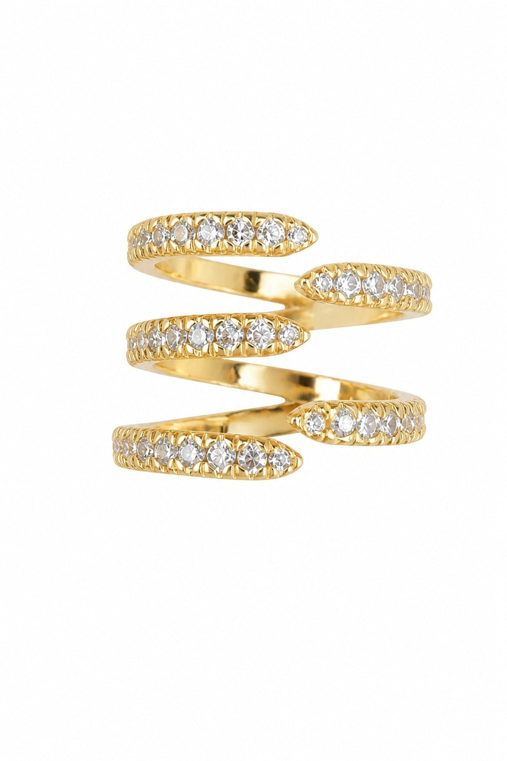 Taşlı Ayarlanabilir Sarmal Yüzük -gold