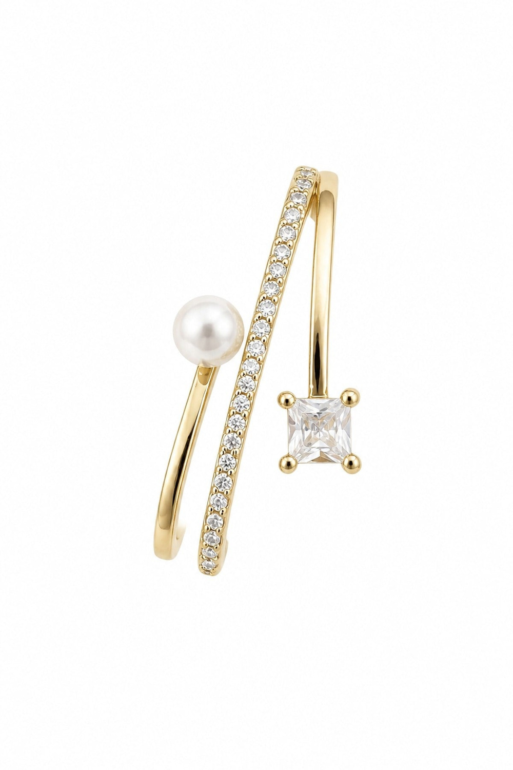 Taşlı İnci Gold Earcuff