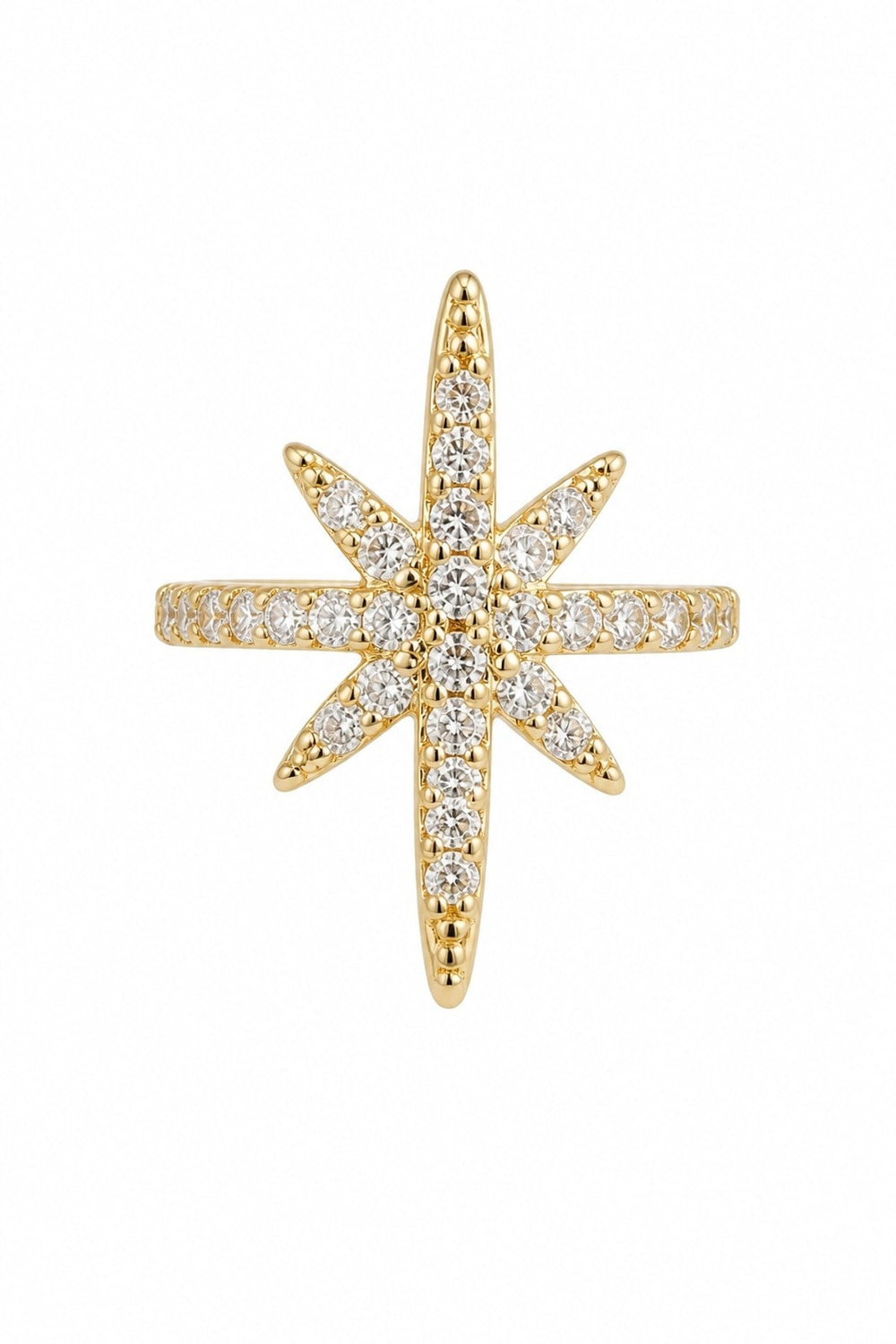Taşlı Kutup Yıldızı Gold Earcuff