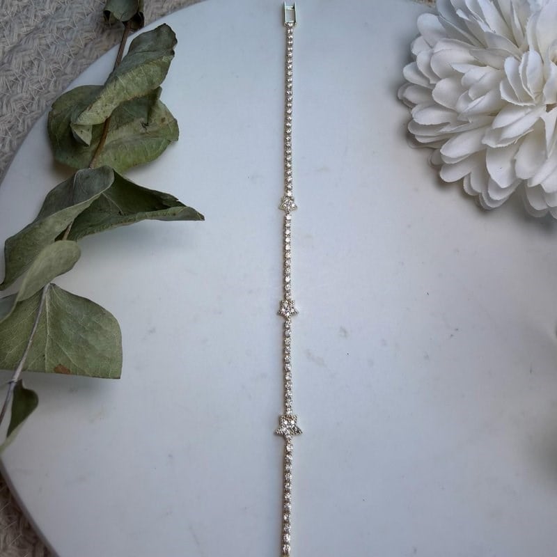 Üç Sıra Yıldızlı Gold Tamtur Bileklik (17 cm)