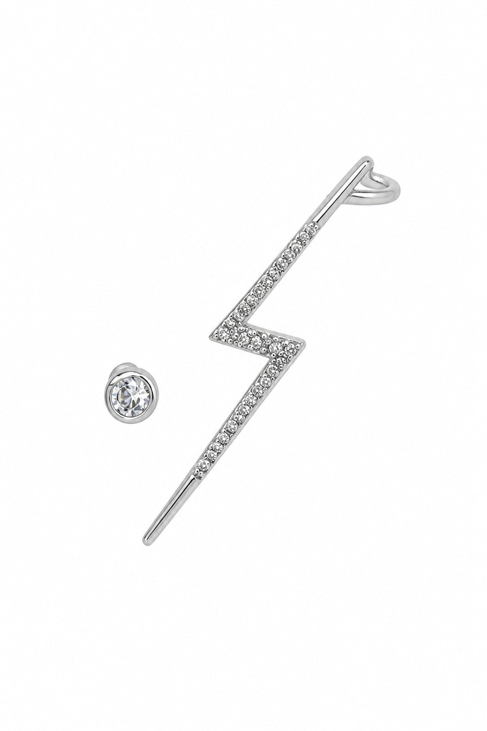 Yıldırım Motif Taşlı Silver Earcuff
