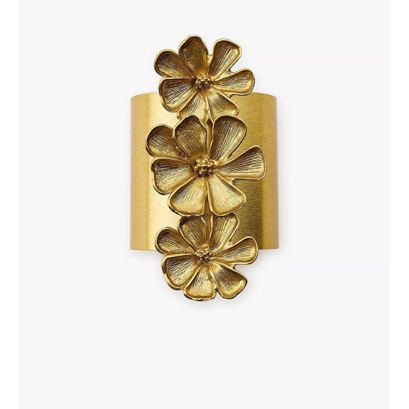 ZR Üç Sıra Çiçekli Gold Bileklik