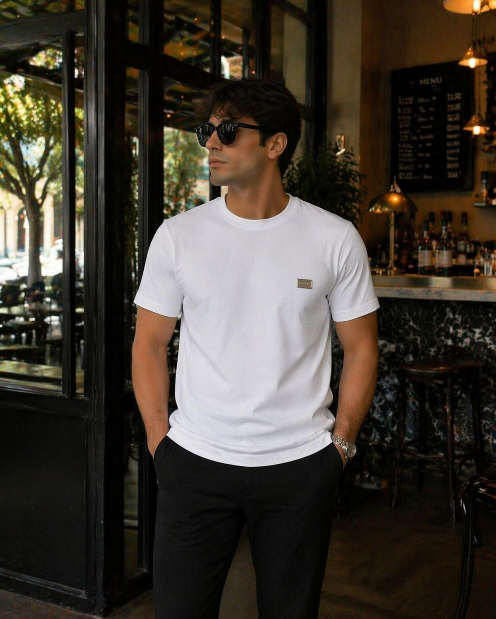 BMN METAL LOGOLU BEYAZ ERKEK T SHIRT