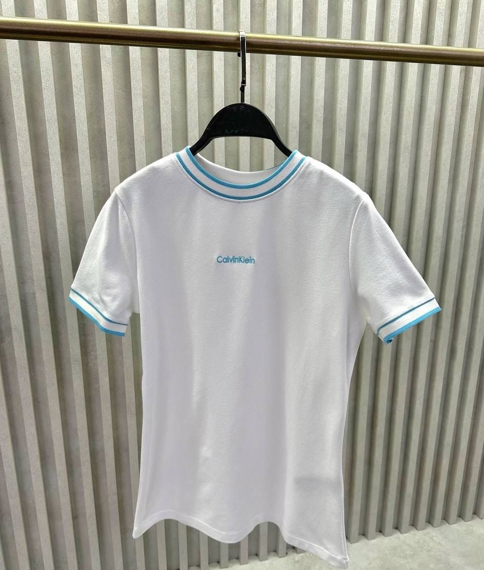 CLVN MAVİ NAKIŞ YAZI KADIN BEYAZ  T SHIRT 
