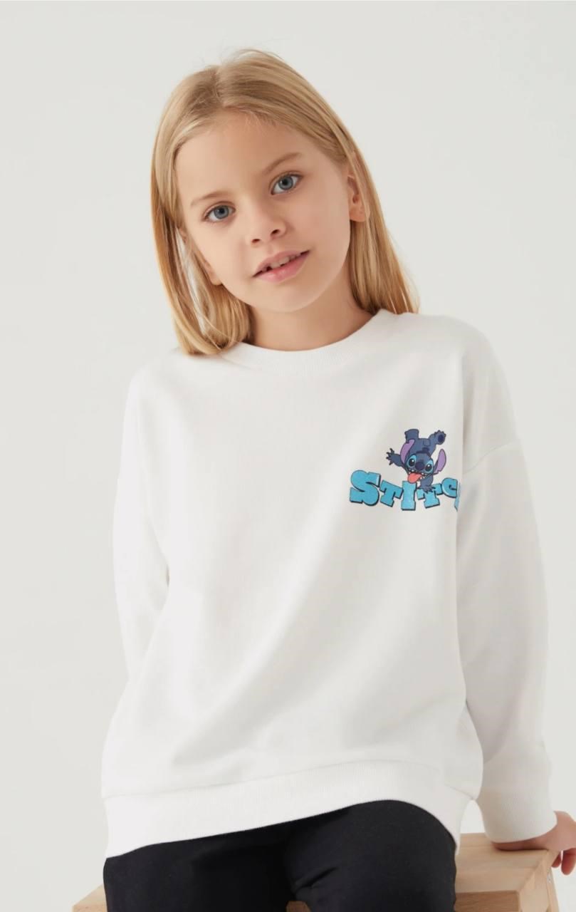 KIZ ÇOCUK BEYAZ BASKILI SWEATSHIRT 
