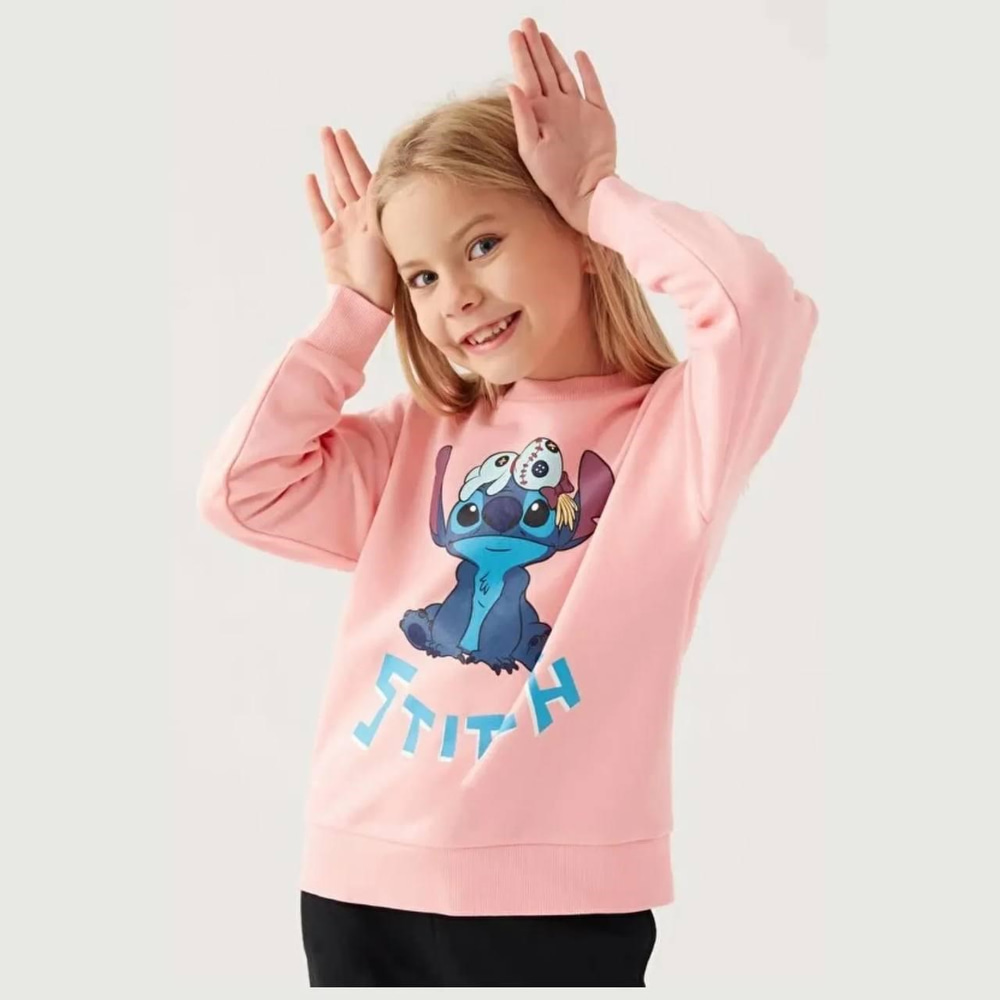 KIZ ÇOCUK PEMBE BASKILI SWEATSHIRT 