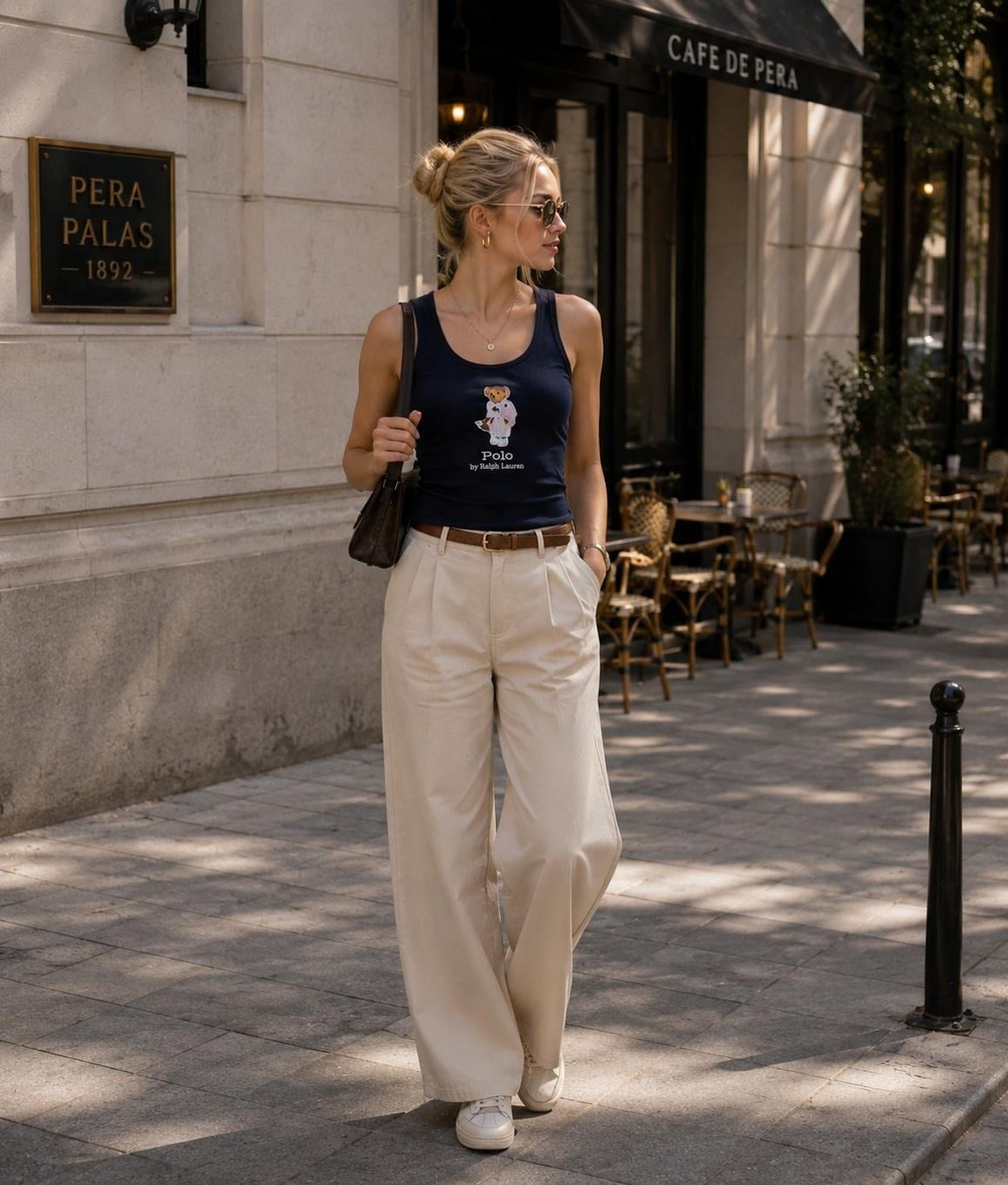PRL LACİVERT RALPH LAUREN RİBANA KUMAŞ ATLET 