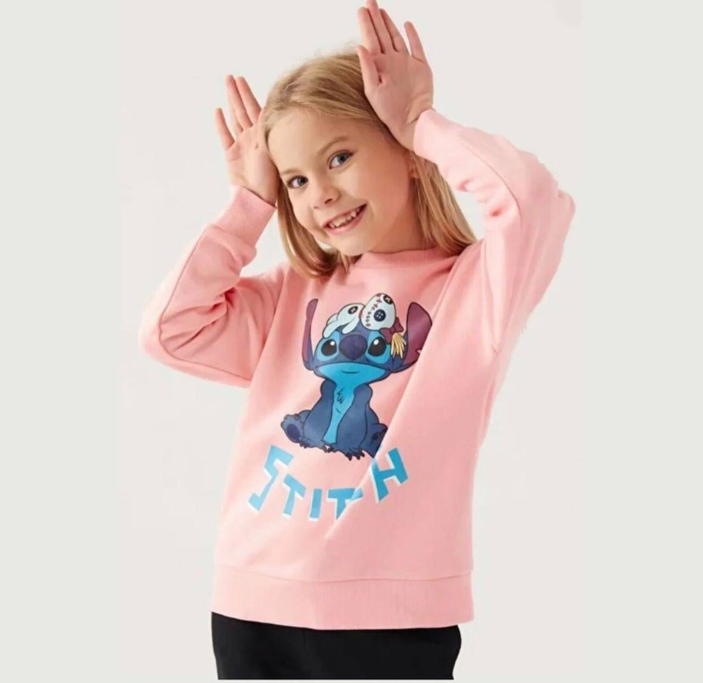 STITCH PEMBE ÇOCUK SWEATSHIRT