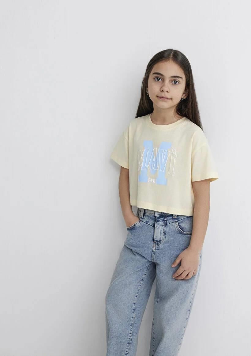 Mavi M Baskılı Logo Kız Çocuk T-Shirt M7610276-89145