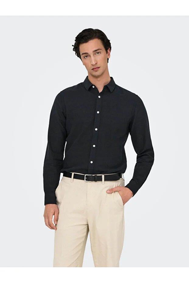 Only & Sons Onscaıden Lıfe Ls Solıd Lınen Shırt Noos Erkek  Gömlek 22012321