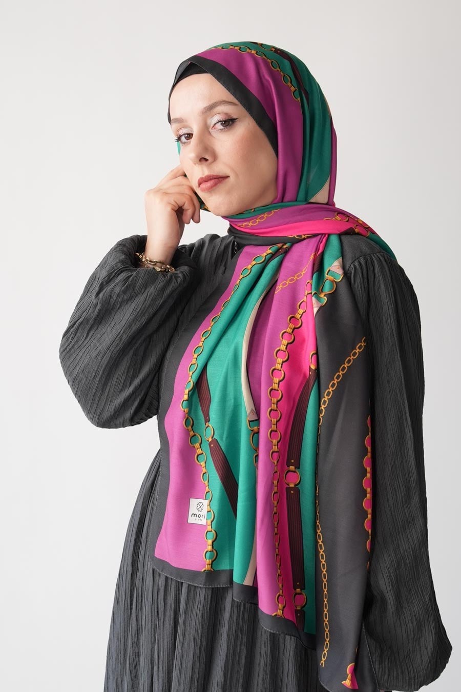 Chain of Style Desen Soft Şal Pembe