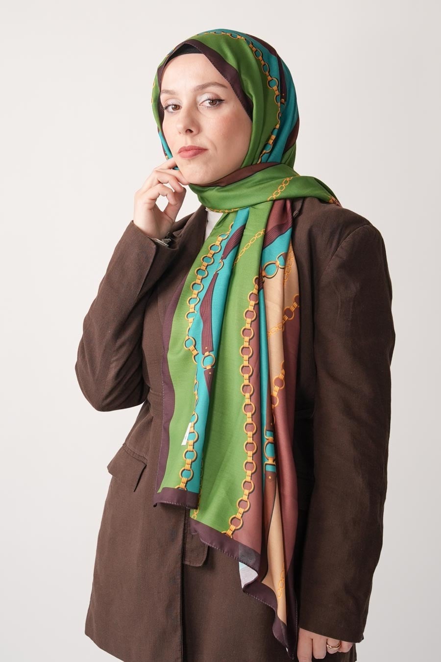Chain of Style Desen Soft Şal Yeşil