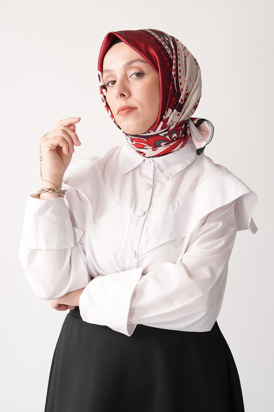 Desert Mirage Desen İpeksi Rayon Eşarp Bordo