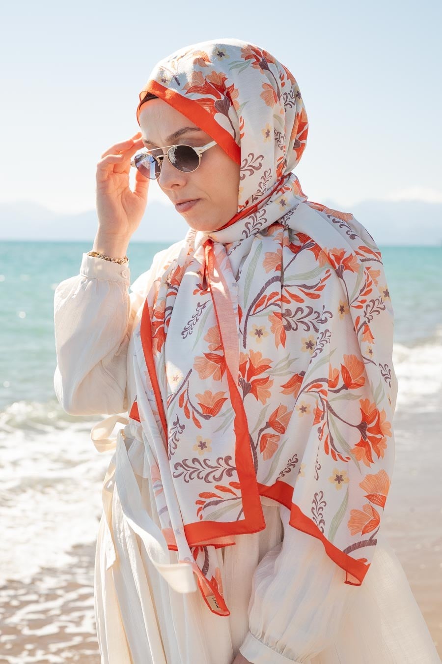 Lilas Desen Soft Şal Turuncu