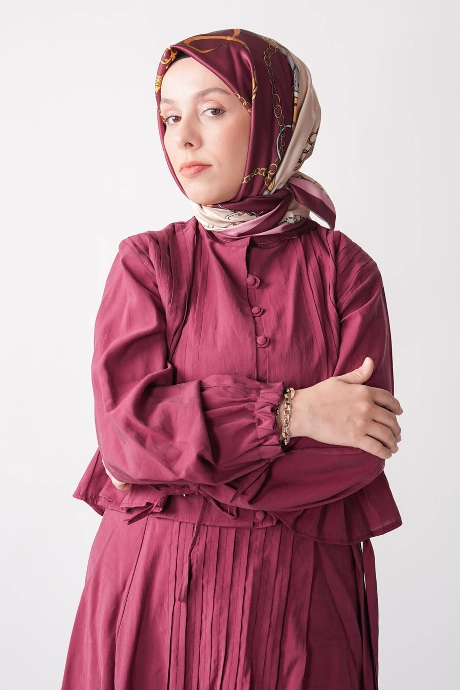 Lustre Desen İpeksi Rayon Eşarp Bordo