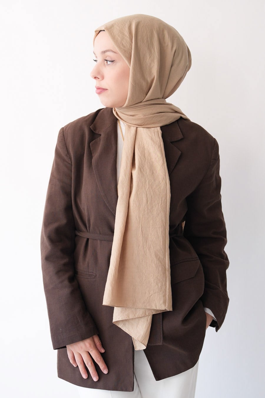Nora Düz Şal - Latte