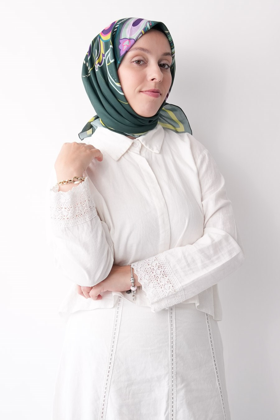 Paisley Desen Soft Eşarp Yeşil