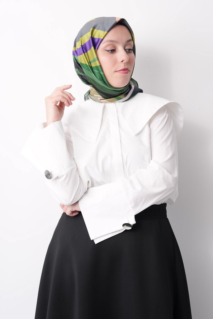 Pastel Drift Desen İpeksi Rayon Eşarp Yeşil