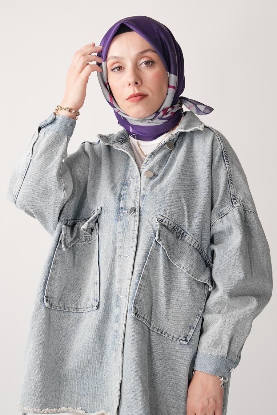 Violet Desen Soft Eşarp Mor