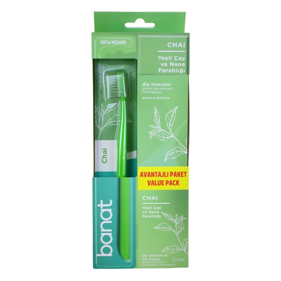 Banat Yeşil Çay Ve Nane Diş Macun 50 Ml Ve Fırçası