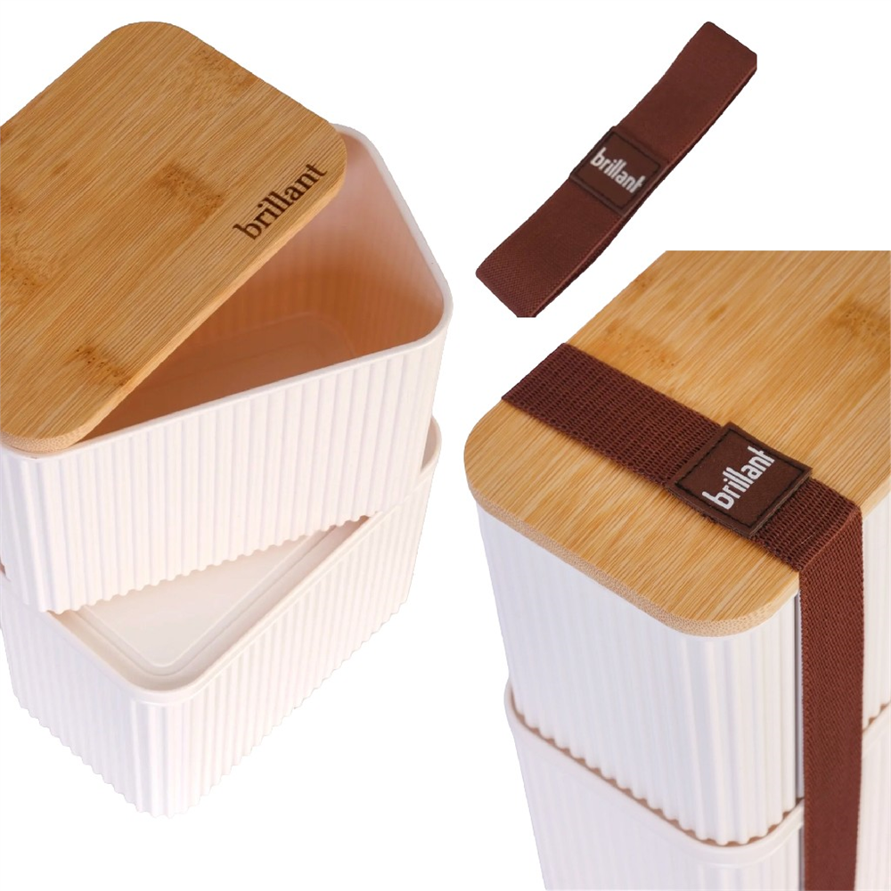 Brillant Zebra Bambu Kapaklı Saklama Set 2 Li 1+1 Lt