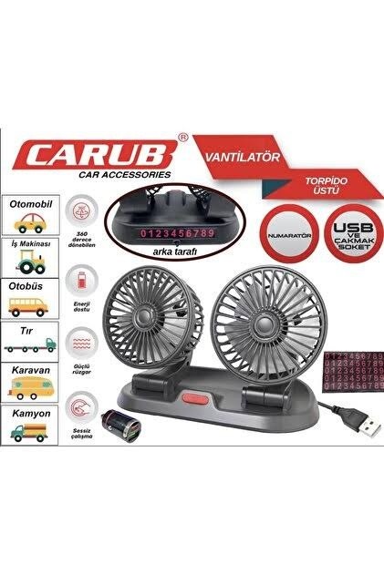 Carub Torpido Üstü USB Çakmak Girişli Vantilatör