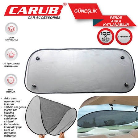 Carub Vantuzlu Arka Cam Güneşlik Perdesi BR495 40 02
