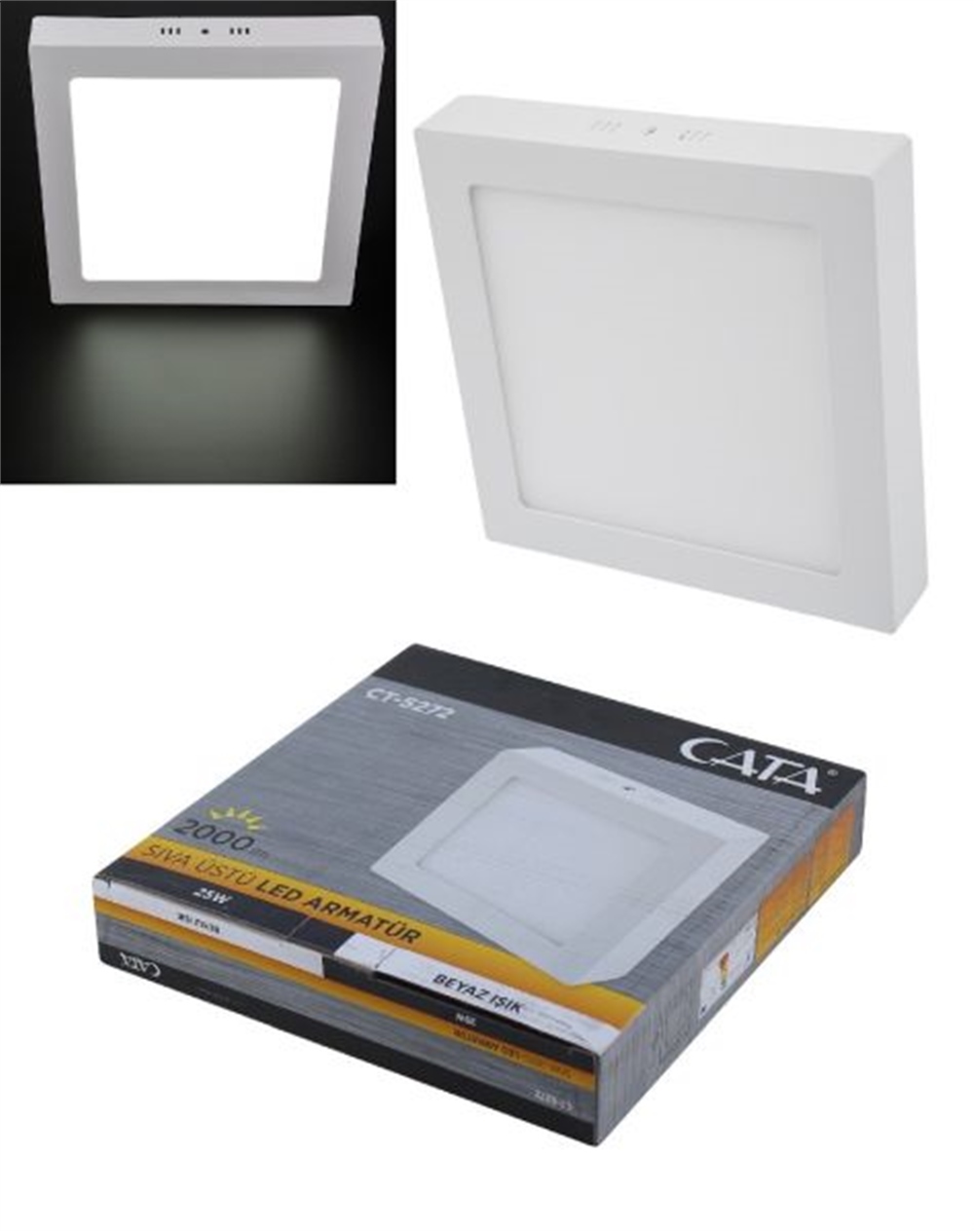 Cata Ct-5272b 25w Sıva Üstü Led Panel Kare Beyaz