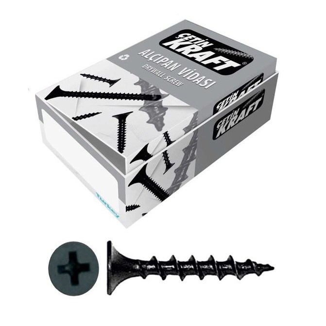 ÇETİN 3,5*45 ALÇIPAN YHB MU VİDA SİYAH PK:500