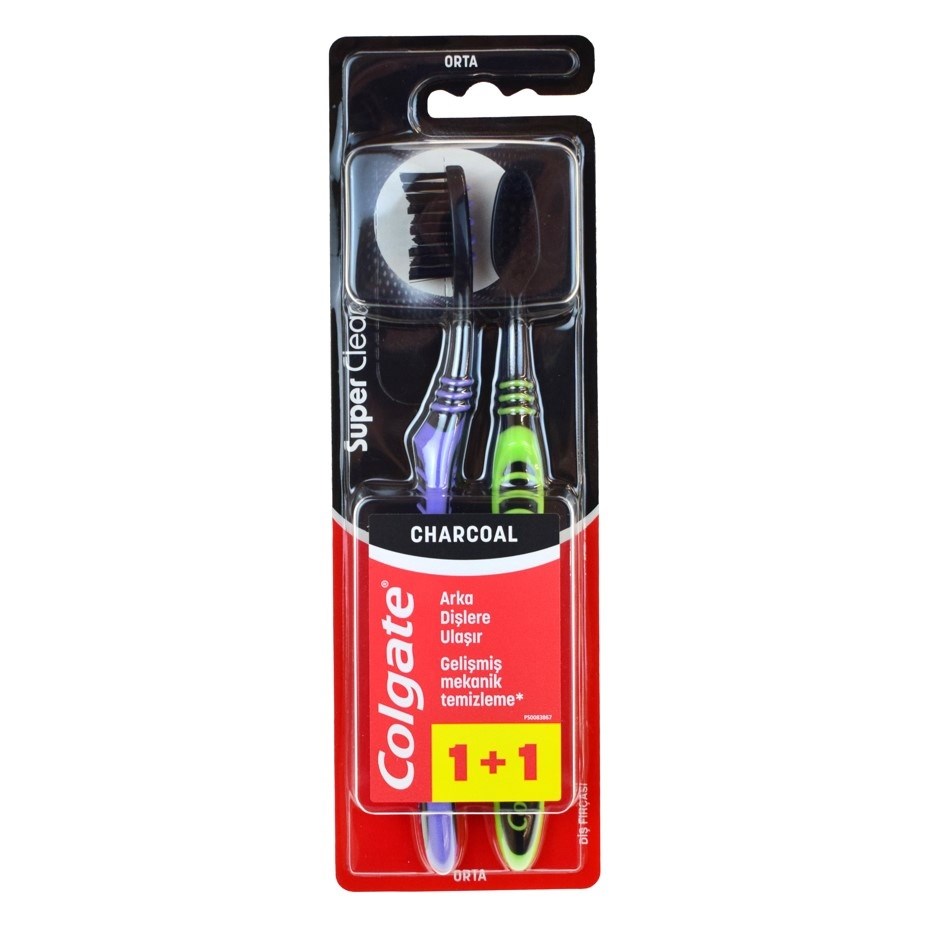 Colgate Super Clean Black 1+1 Orta Diş Fırçası