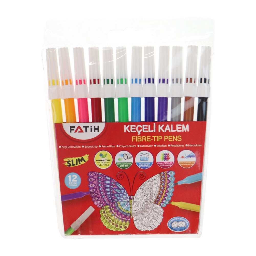 Fatih Slim 12 Renk Keçeli Kalem Pk.12