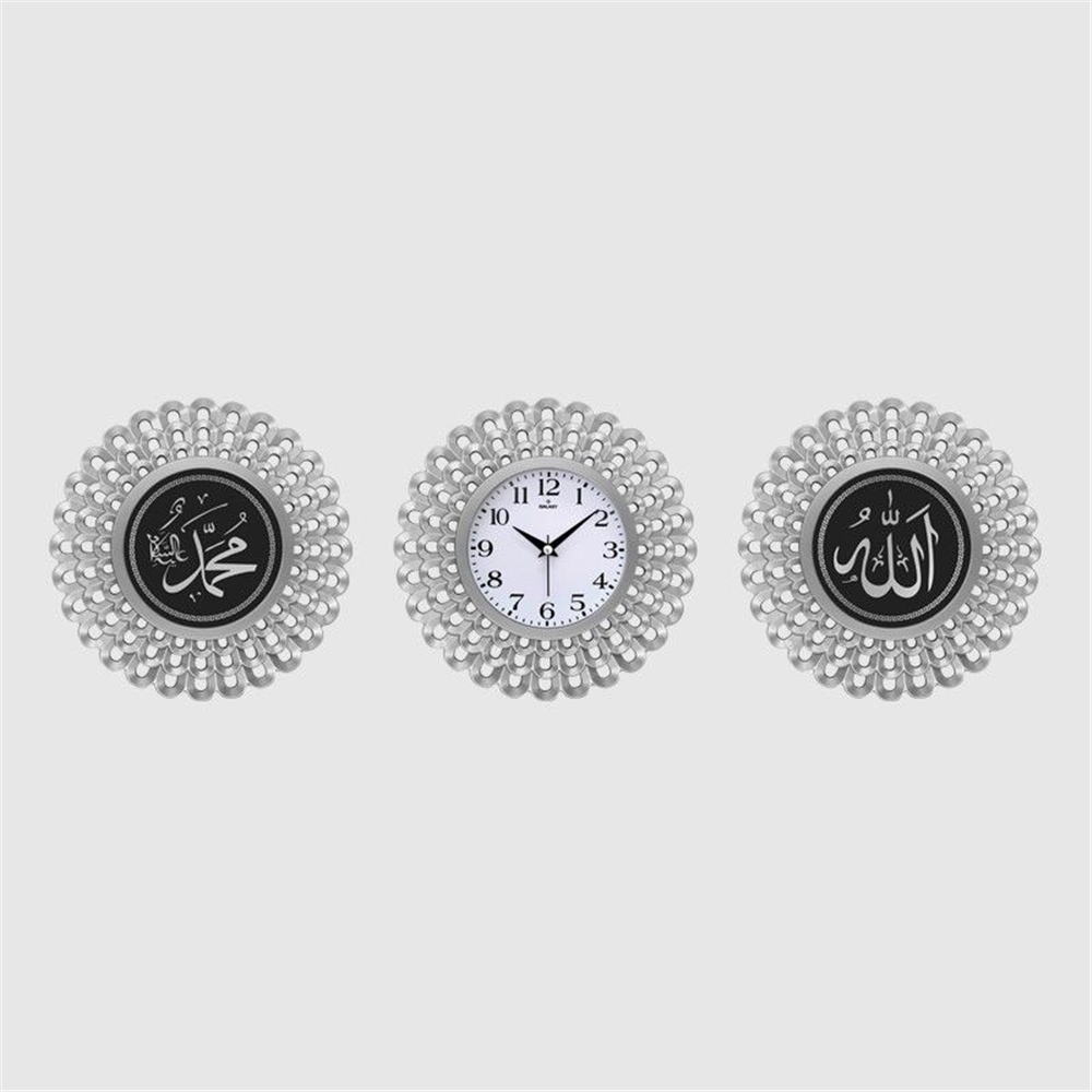 Galaxy Duvar Saati 3lü Set Ayet Gri 910-Set-8