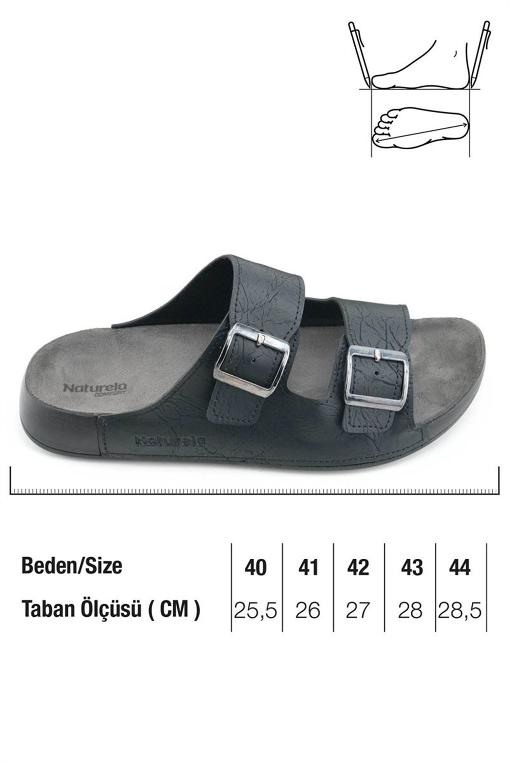 Gezer Naturela Comfort Rahat Erkek Terliği Yazlık Suni Deri Çift Toka Ayarlanabilir Rahat Taban Günlük Terlik