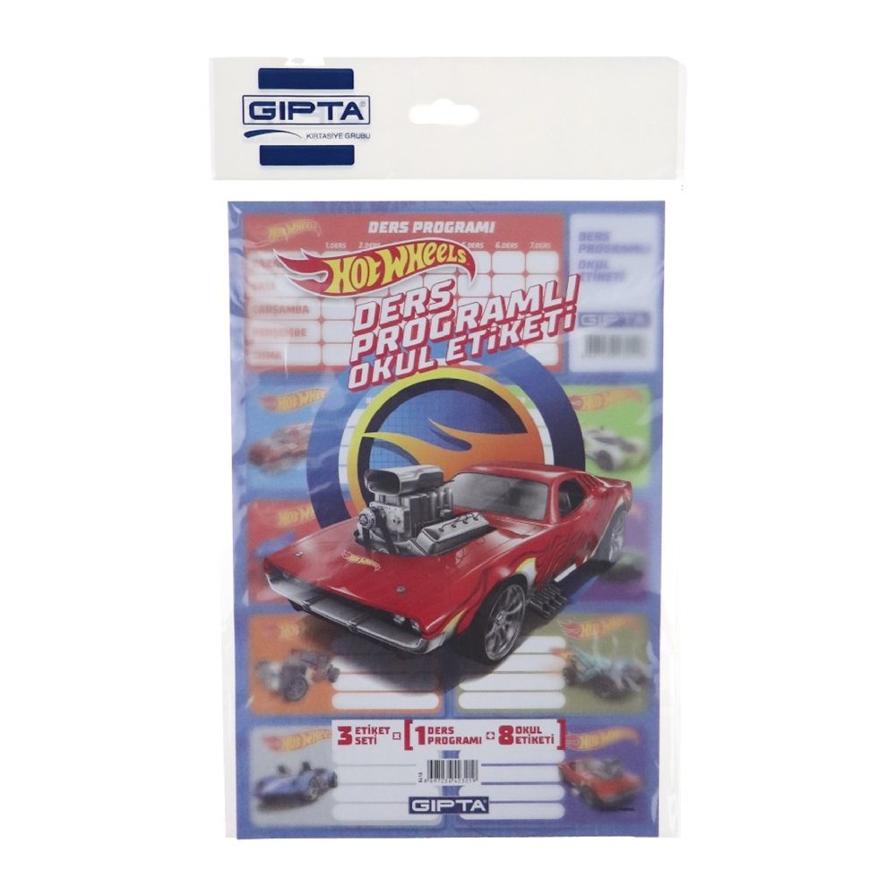 Gıpta Hot Wheels Ders Porgramlı Okul Etiketi 16x24 3 Yp