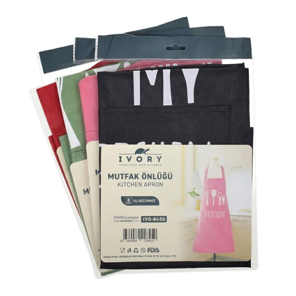 İvory Su Geçirmez Desenli Mutfak Önlüğü IVO-8450