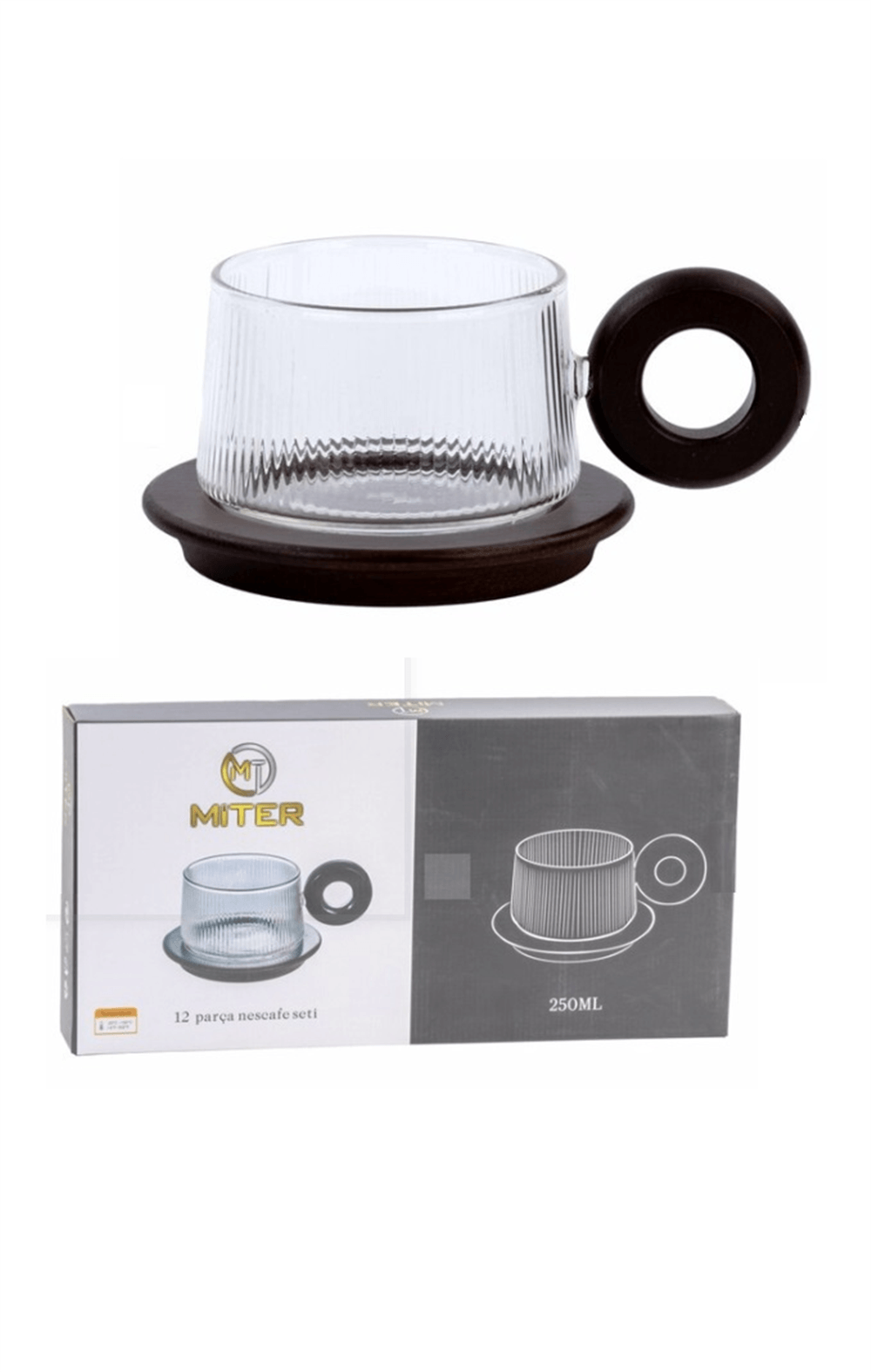 Miter Akasya 12 Parça Nescafe Takımı Çizgili Mt-84