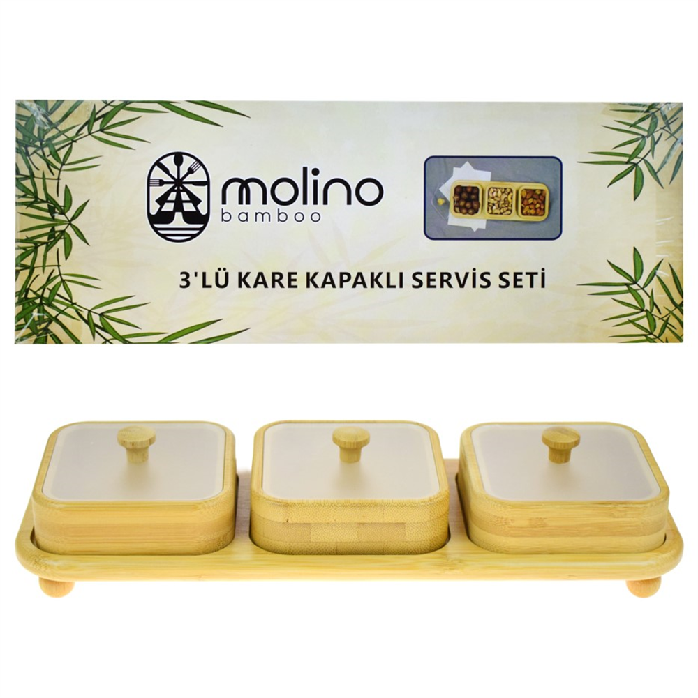 Molino Kare Kapaklı Servis Seti 3 Lü Mln-30451