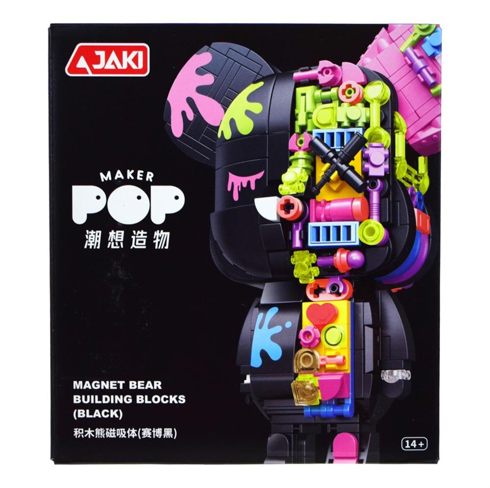 MAKER POP MIKNATISLI AYI SİYAH BLOK OYUNCAK