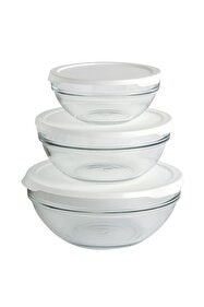 Paşabahçe Chefs 3 Lü Cam Saklama Kabı Beyaz Kapaklı 97314
