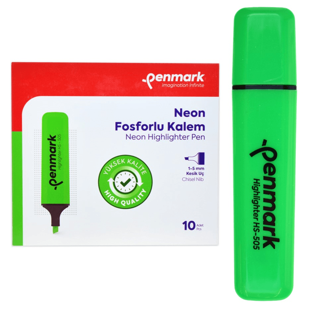 Penmark Neon Fosforlu Kalem Canlı Yeşil Ofis ve Okul Tipi - HS-505-02