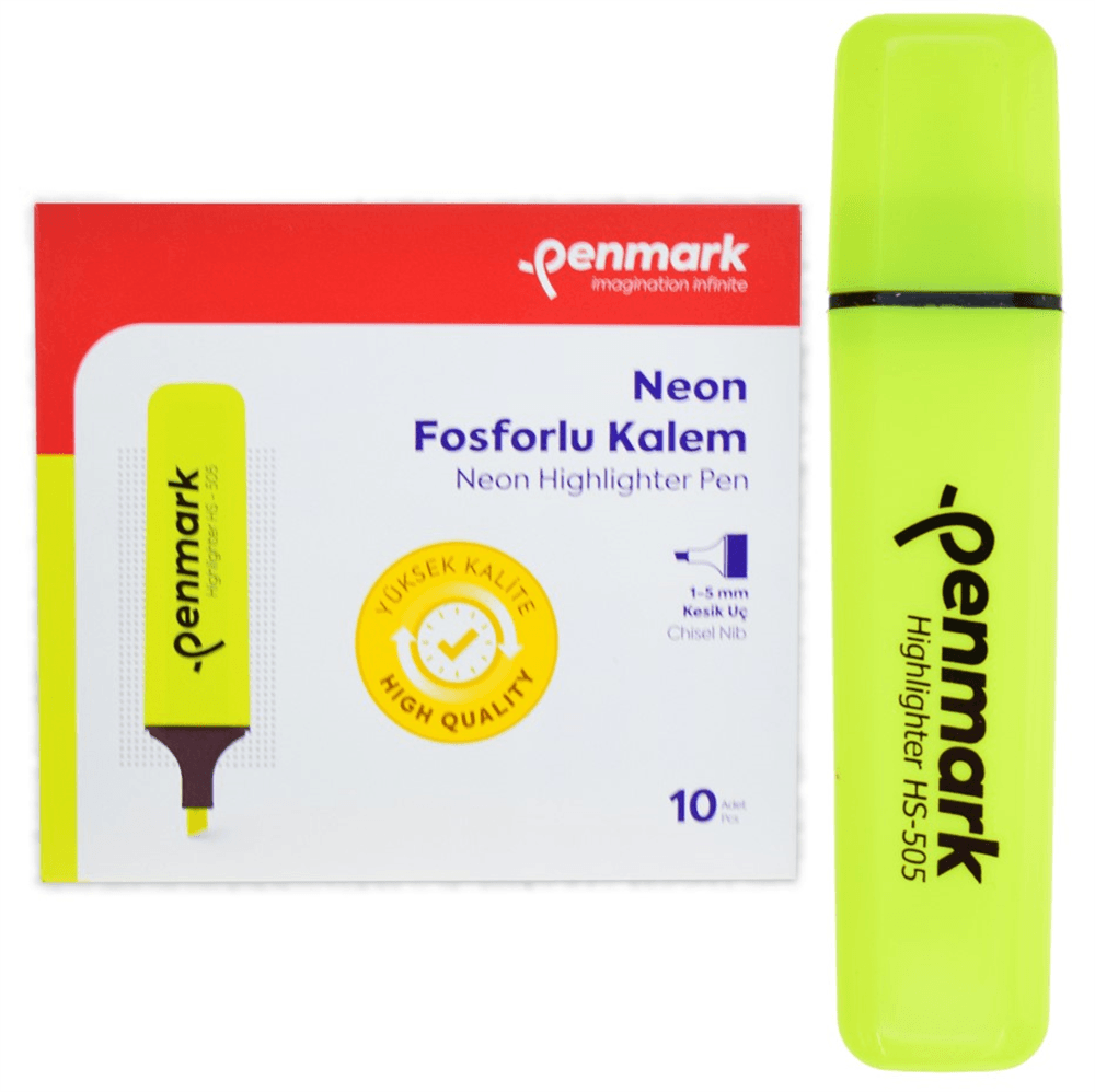 Penmark Neon Fosforlu Kalem Parlak Sarı İşaretleme Kalemi - HS-505-01