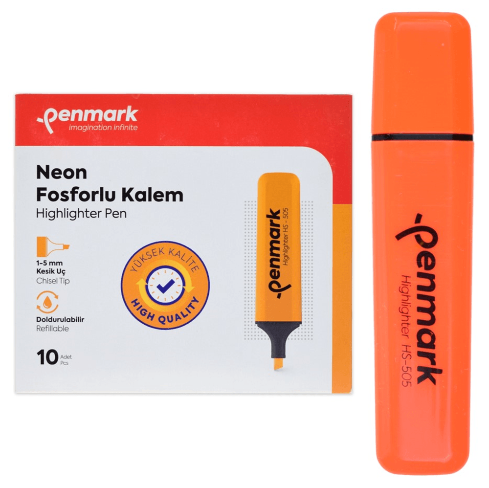 Penmark Neon Fosforlu Kalem Turuncu Yüksek Görünürlük - HS-505-03