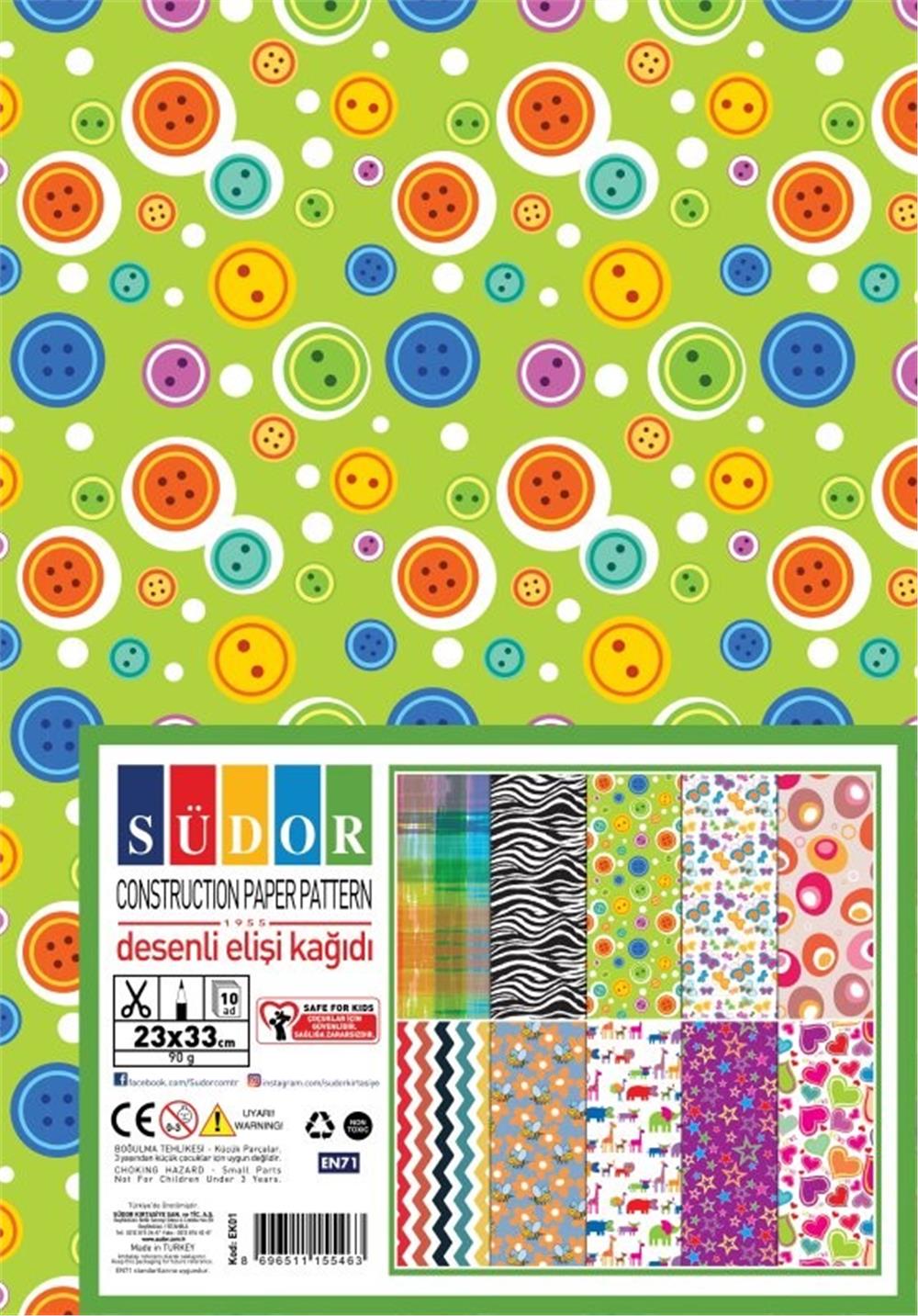 Südor Desenli El İşi Kağıdı 23x33 90 Gr 10 Lu Ek01