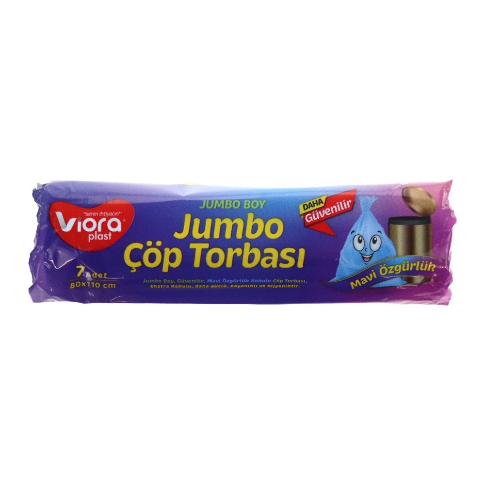 Viora Standart Jumbo Boy Mavi Çöp Poşeti 7 Ad. Vrp-139