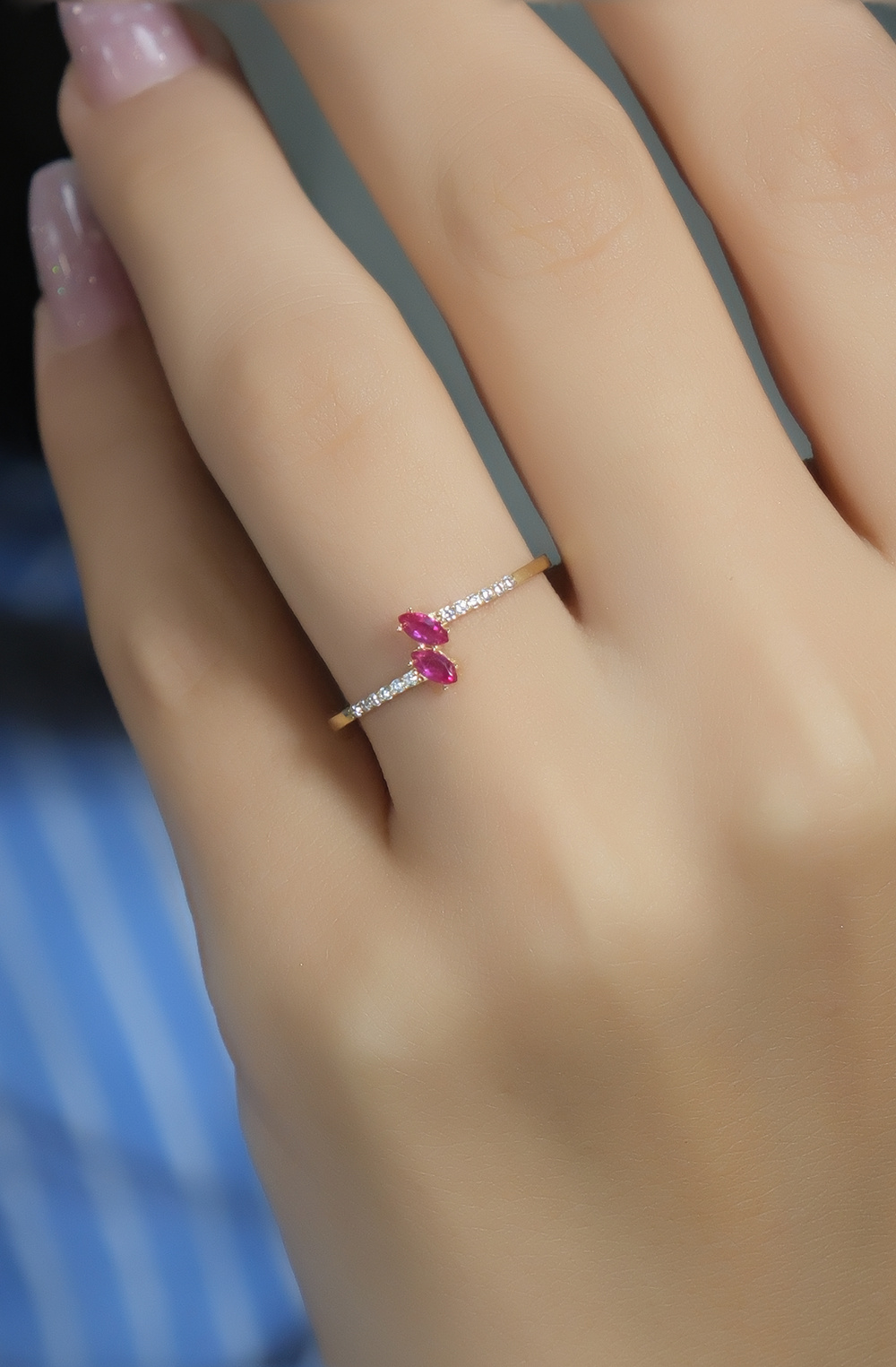 PEMBE TAŞLI YÜZÜK 14 AYAR A080547