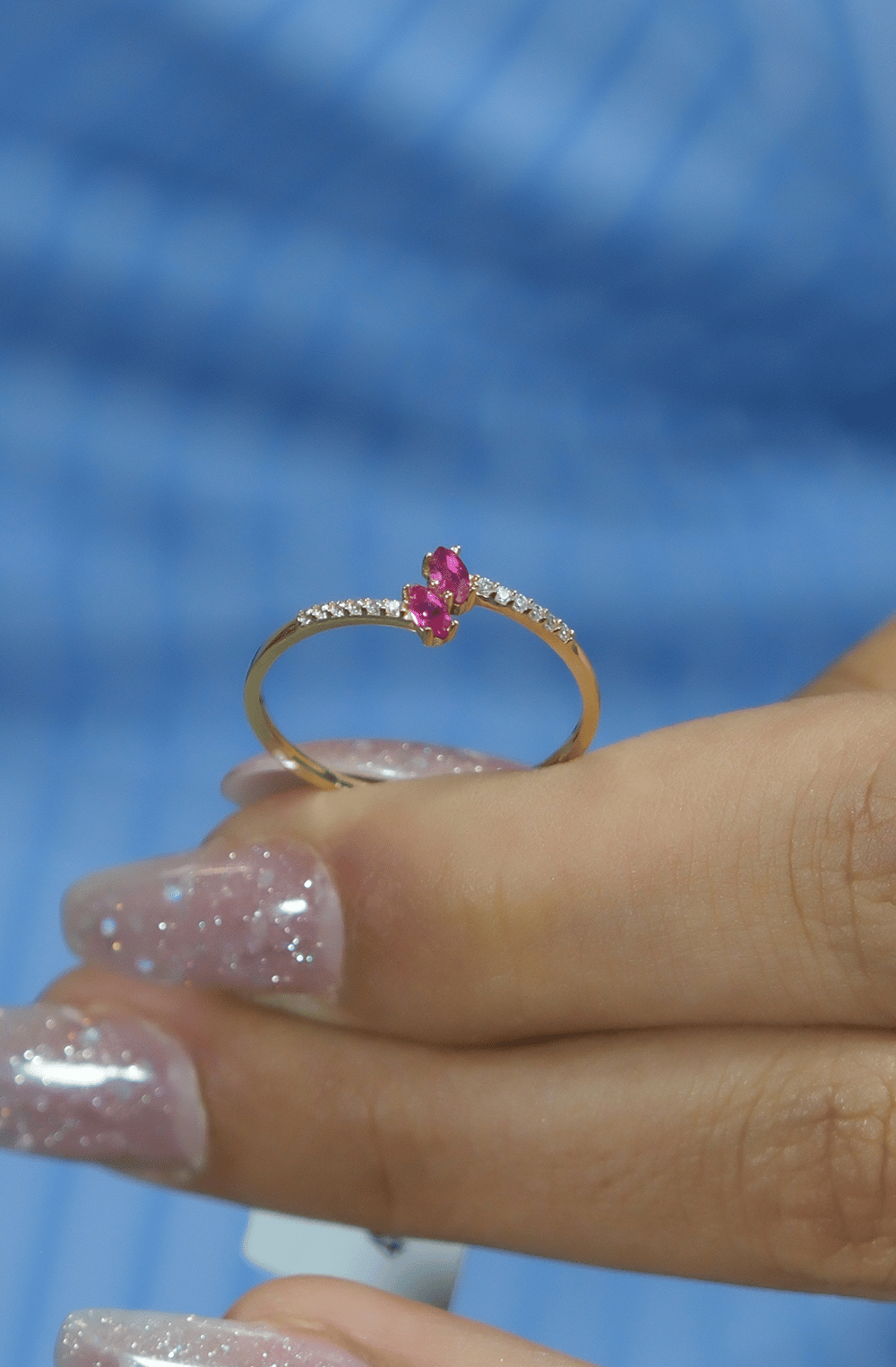 PEMBE TAŞLI YÜZÜK 14 AYAR A080547